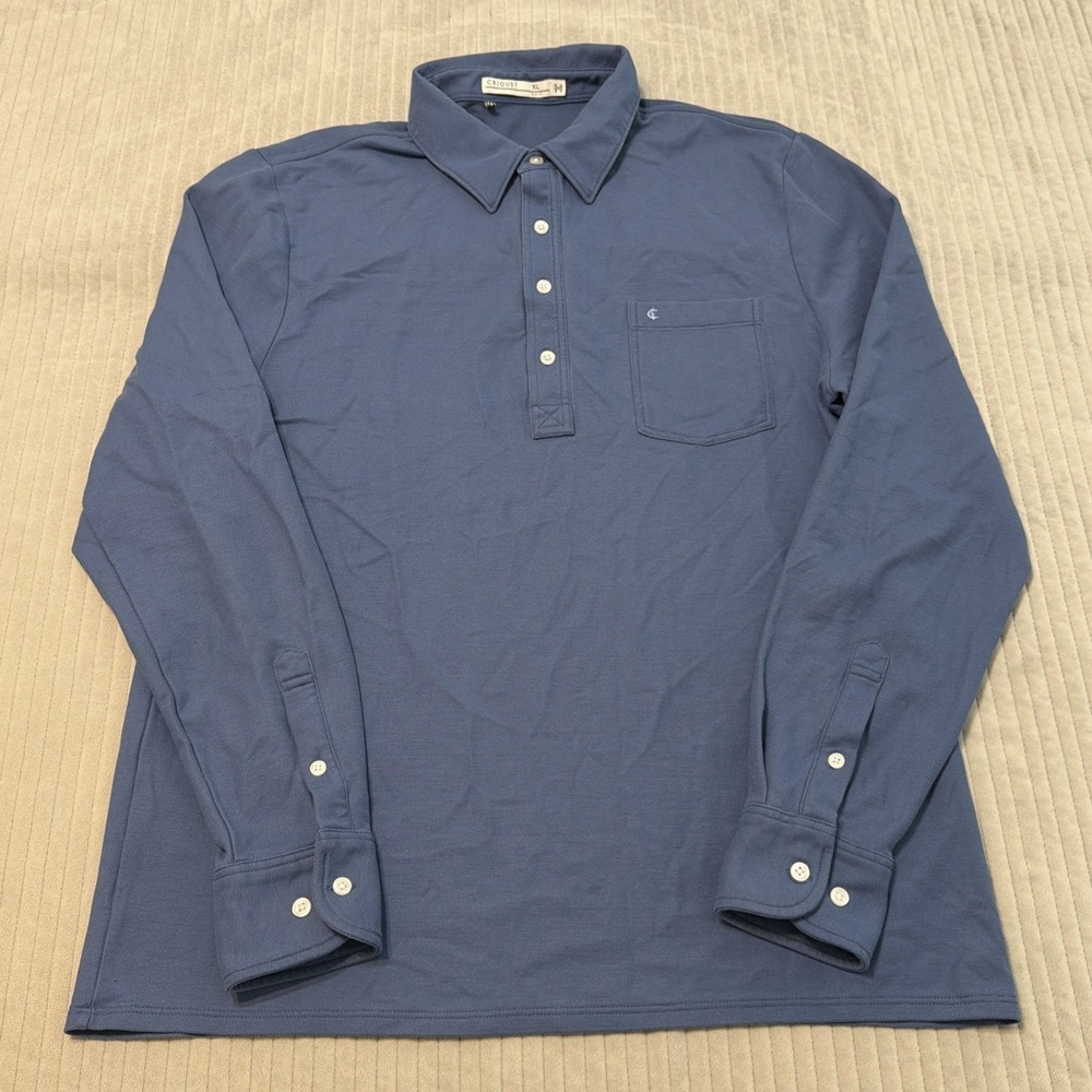 Criquet Collared Henley Polo Shirt Mens Sz XL Blue Long Sleeve